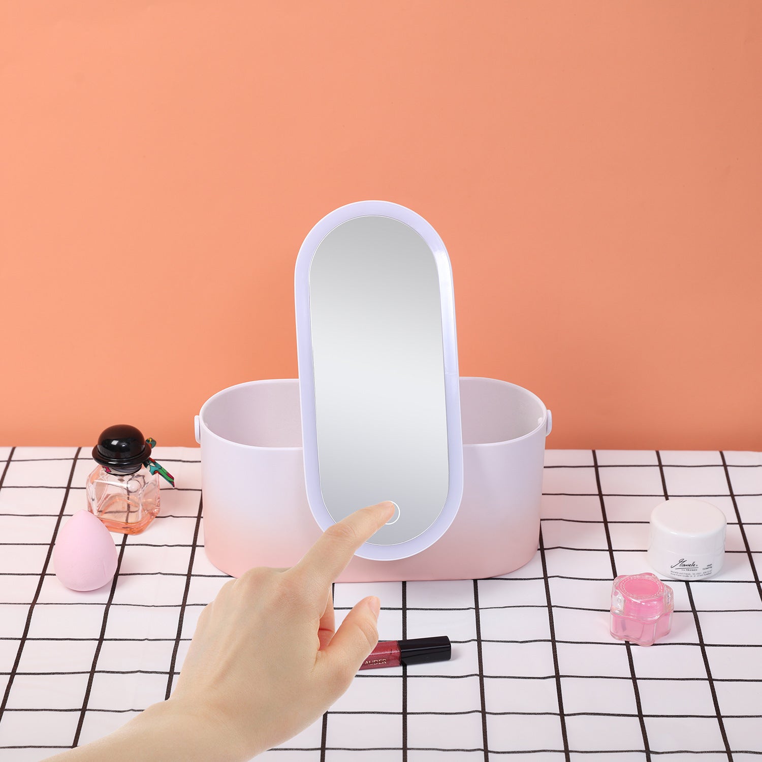  Portable LED Makeup Mirror & Storage Box for Effortless