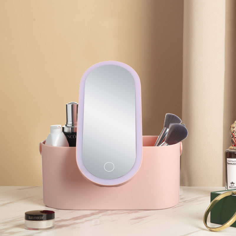  Portable LED Makeup Mirror & Storage Box for Effortless