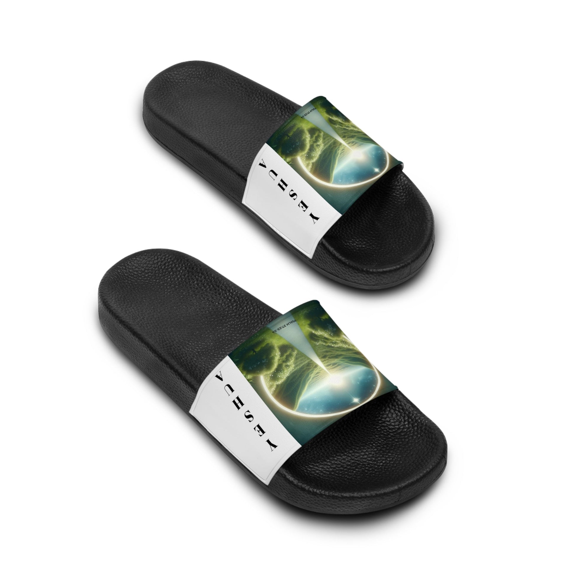 Psalms 37:23-24 Yeshua-Inspired Men's Slides  (WHITE)