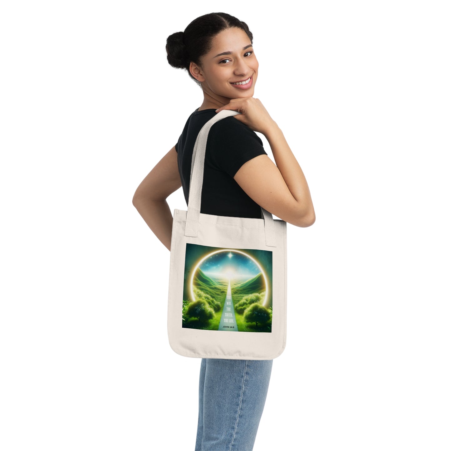 John 14:6 Bible Verse Inspired Canvas Tote Bag