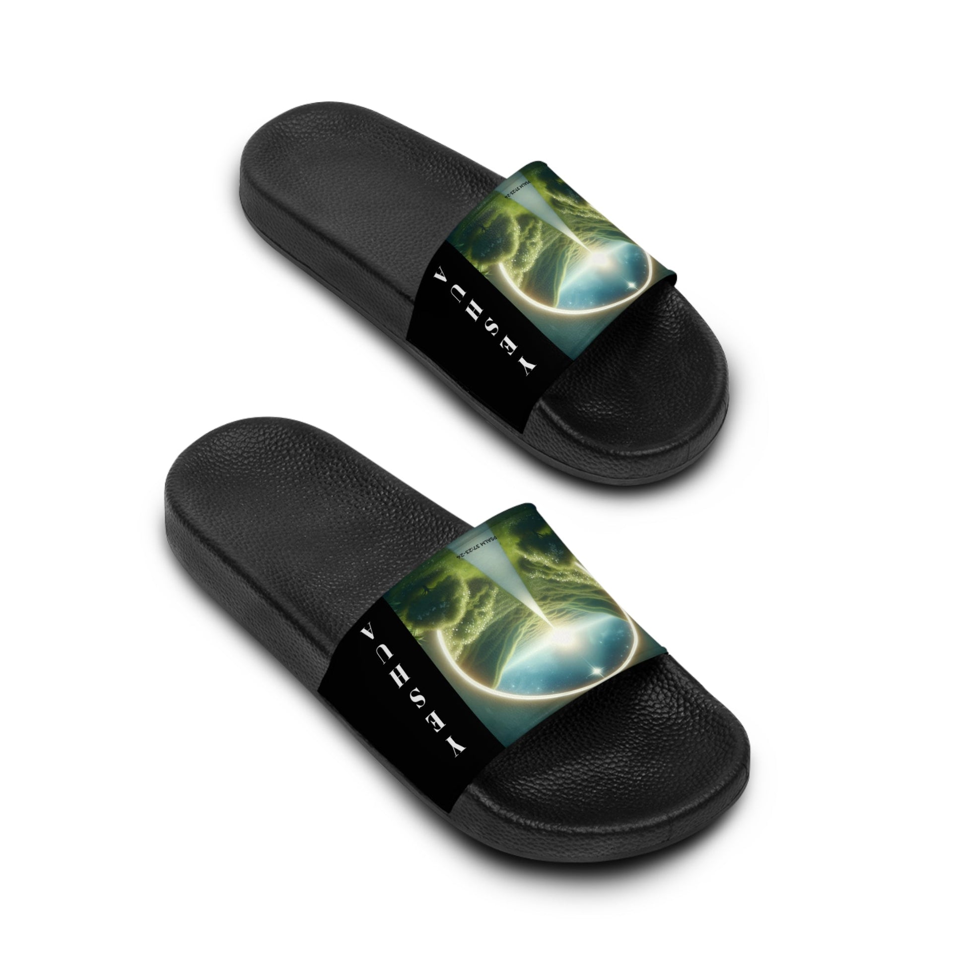 Psalms 37:23-24 Yeshua-Inspired Men's Slides (Black)