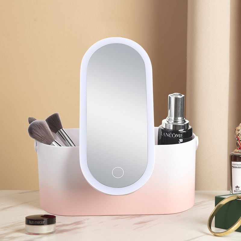  Portable LED Makeup Mirror & Storage Box for Effortless