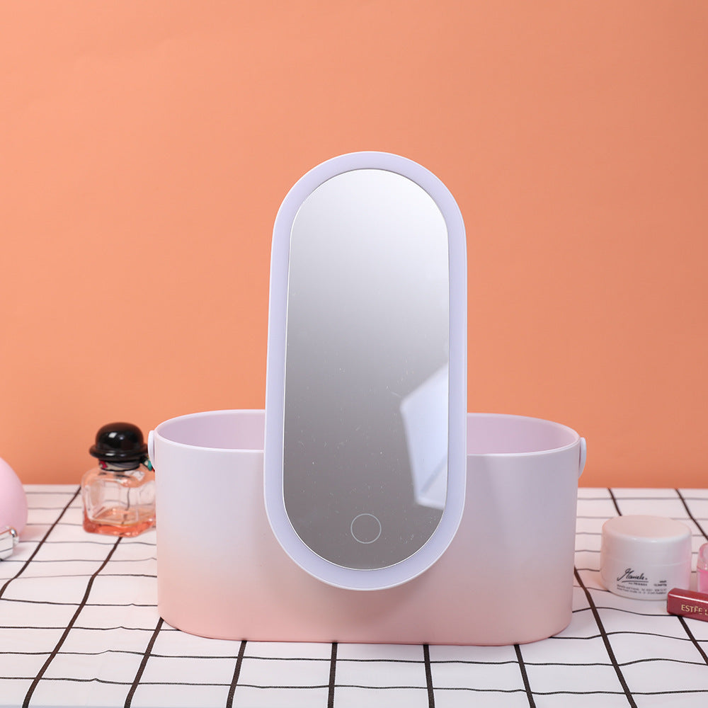  Portable LED Makeup Mirror & Storage Box for Effortless