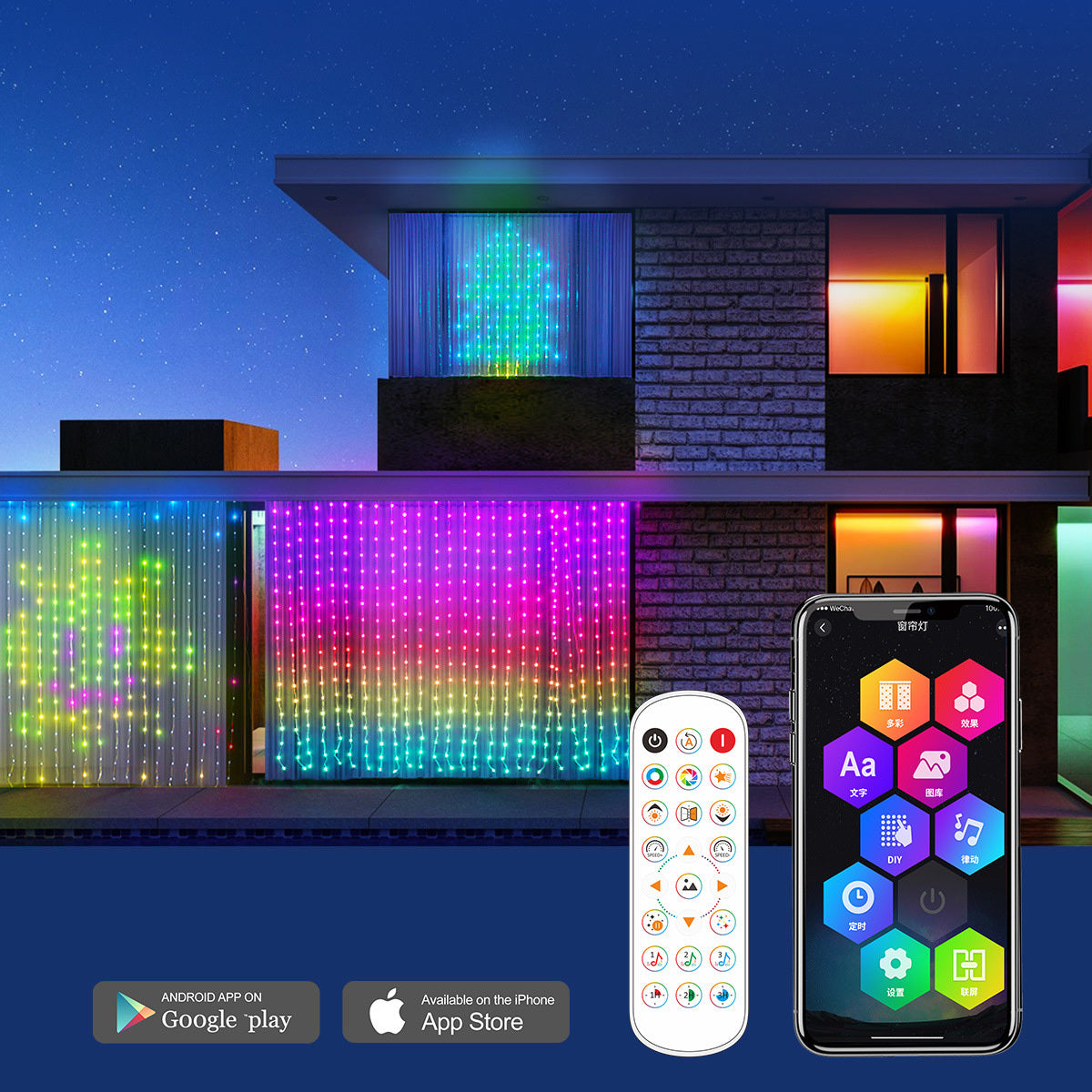 Smart LED RGB Curtain Lights with Bluetooth Control for Unforgettable 