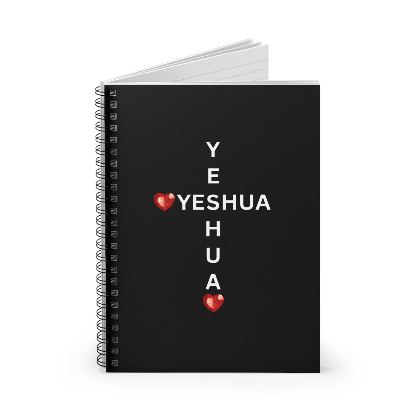 John 4: 19 Yeshua Cross with Red Jewel Hearts – Faith-Inspired Writing Notebook