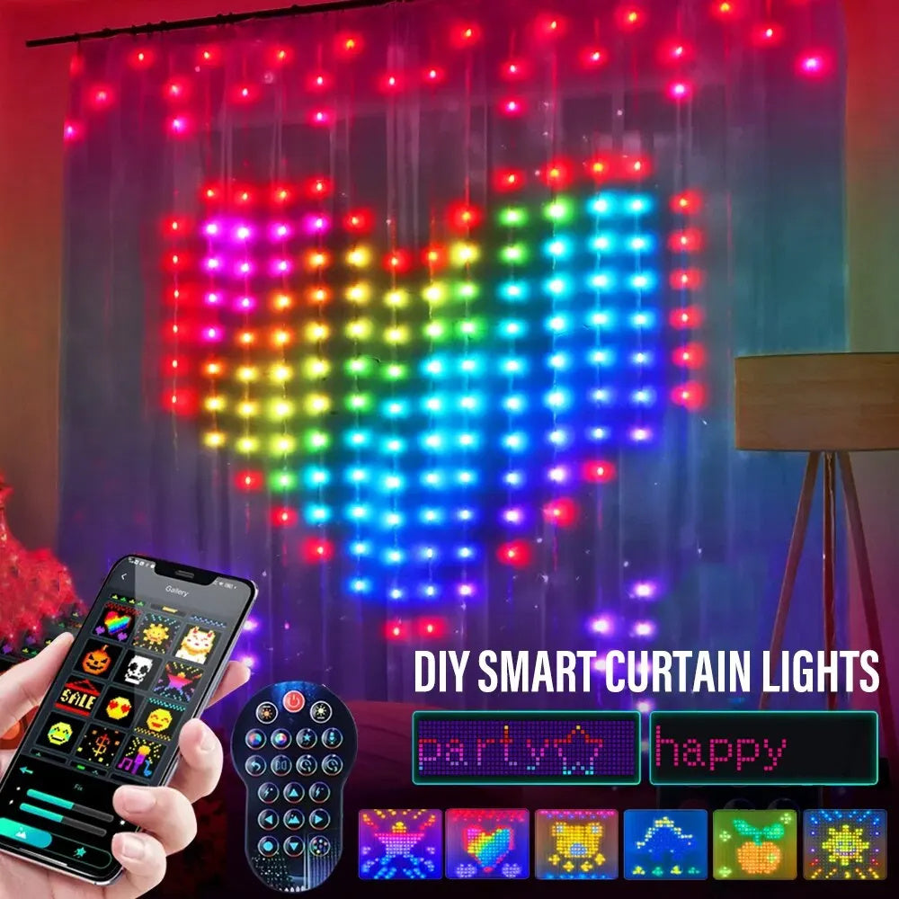 Smart LED RGB Curtain Lights with Bluetooth Control for Unforgettable 